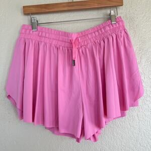 Women's Pink Flowy Running Shorts Large Flirty Ruffle Liberty Pro